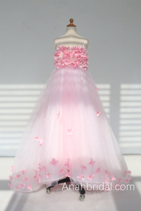 Pink Flowers Girls Party Dress
