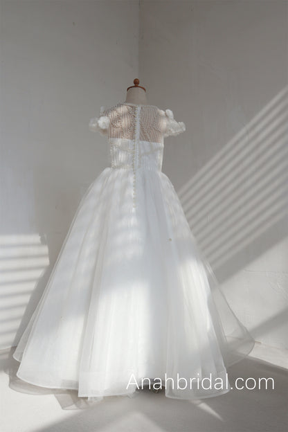 Ivory Beaded Flower Girl Dress