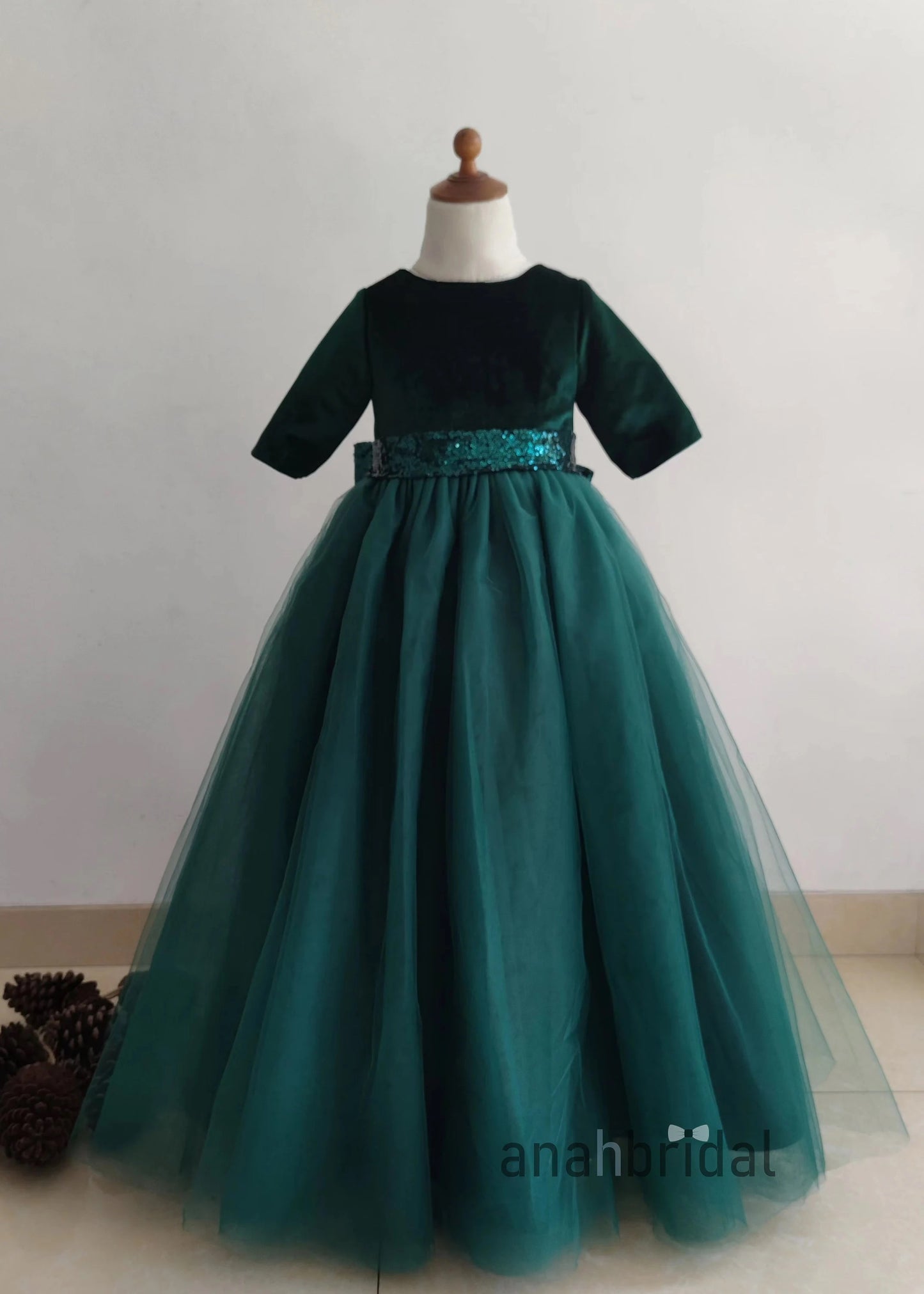 Christmas Green Flower Girl Dress