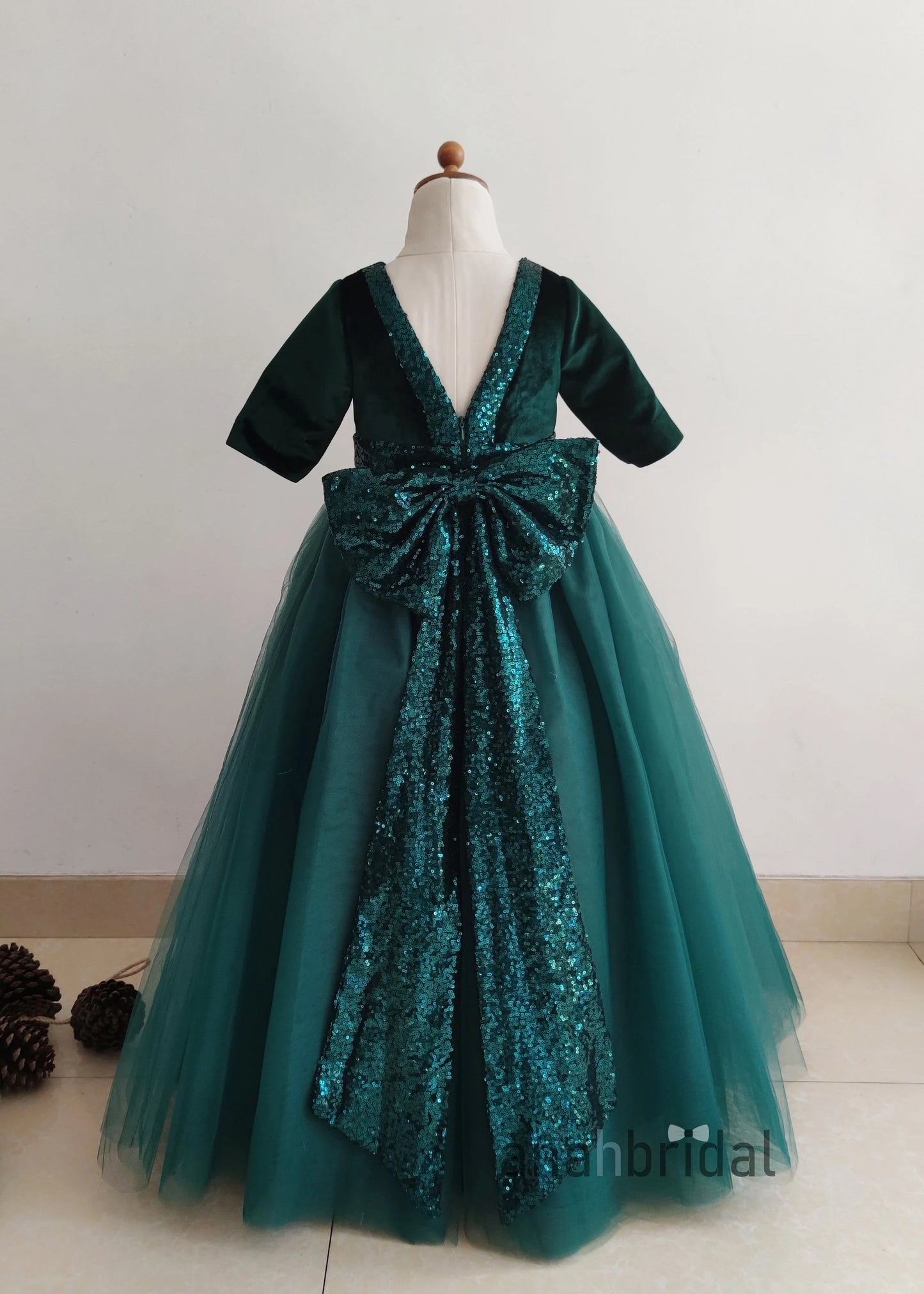 Christmas Green Flower Girl Dress