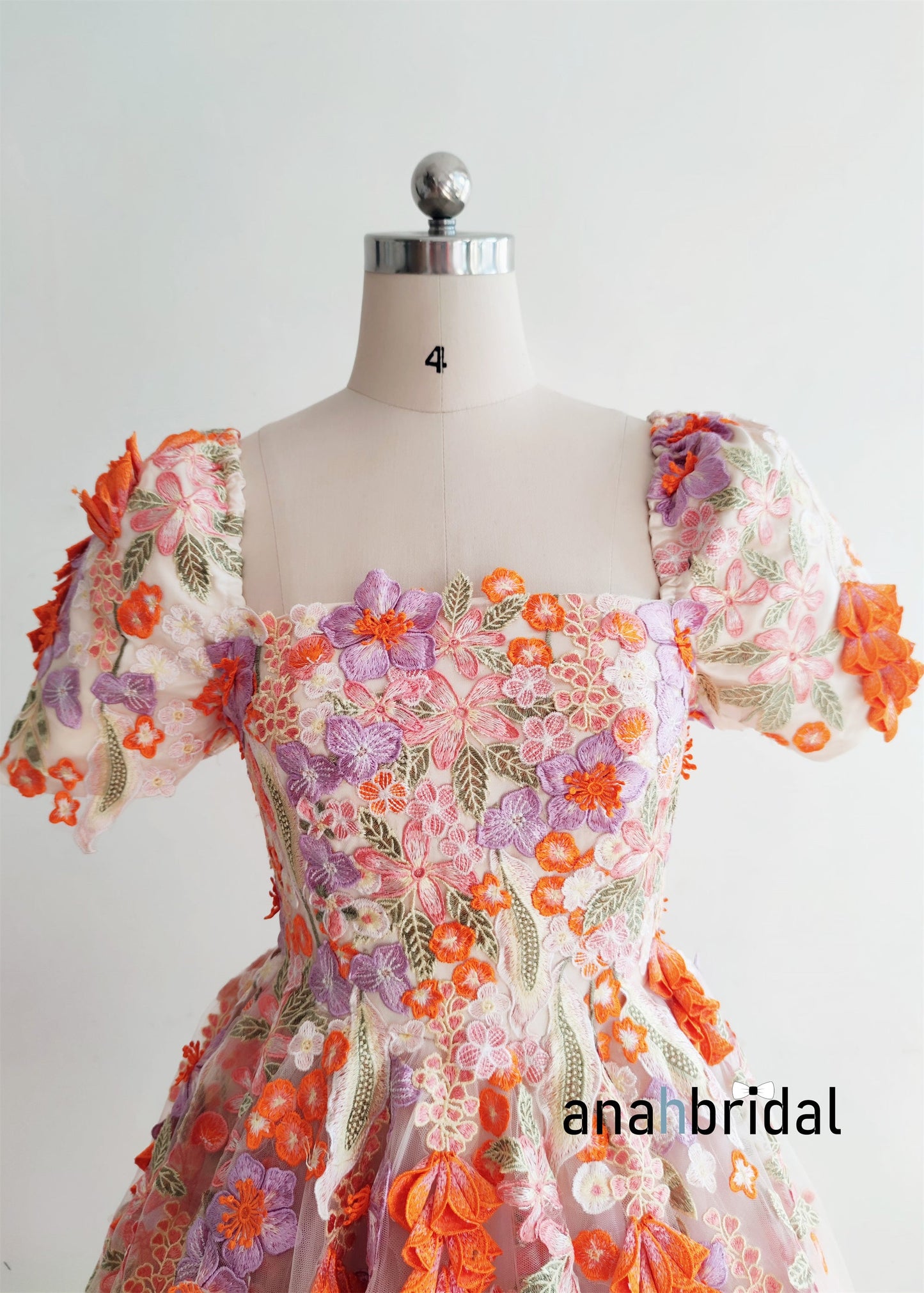Embroidered Lace Floral Bridal Dress