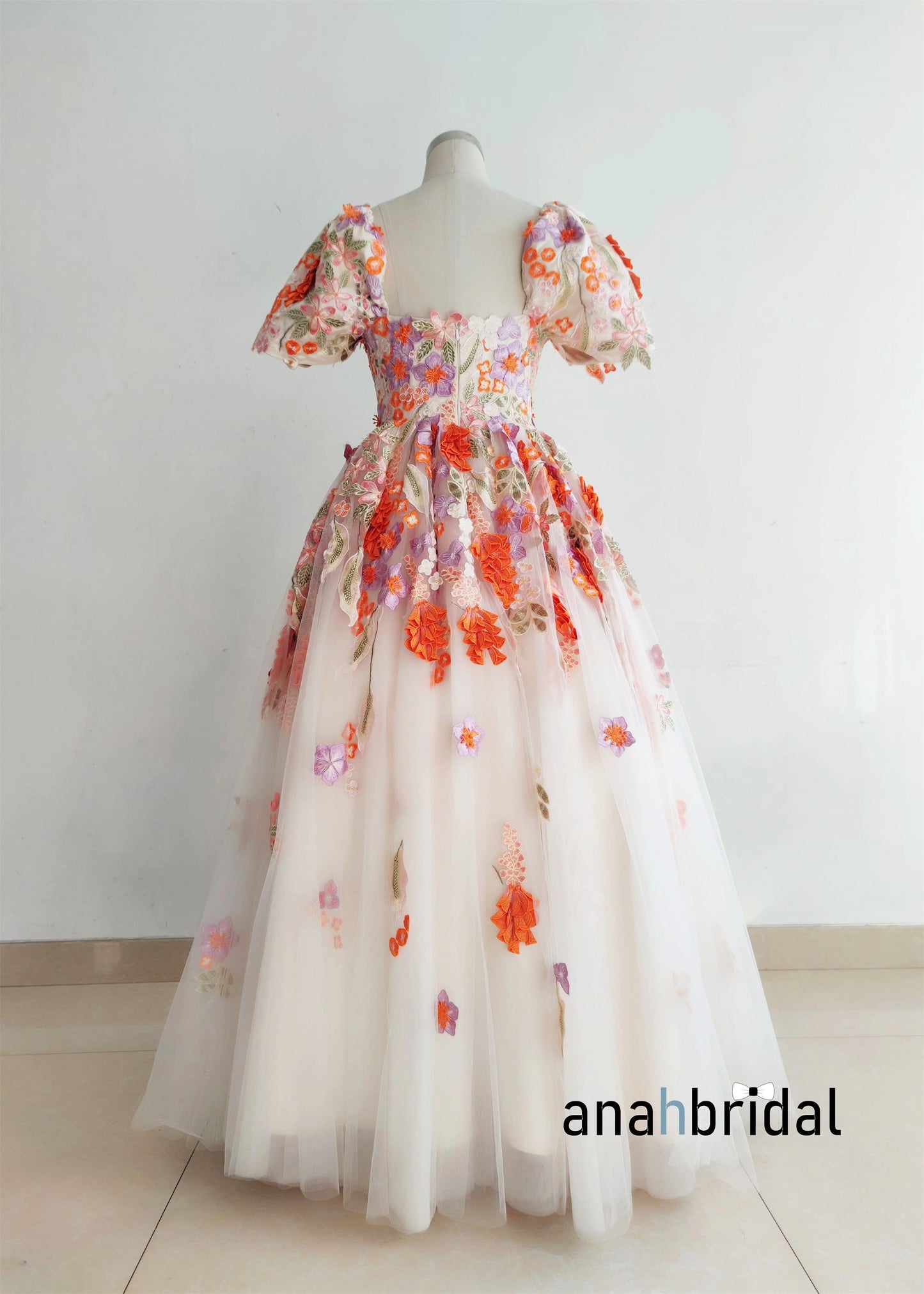Embroidered Lace Floral Bridal Dress