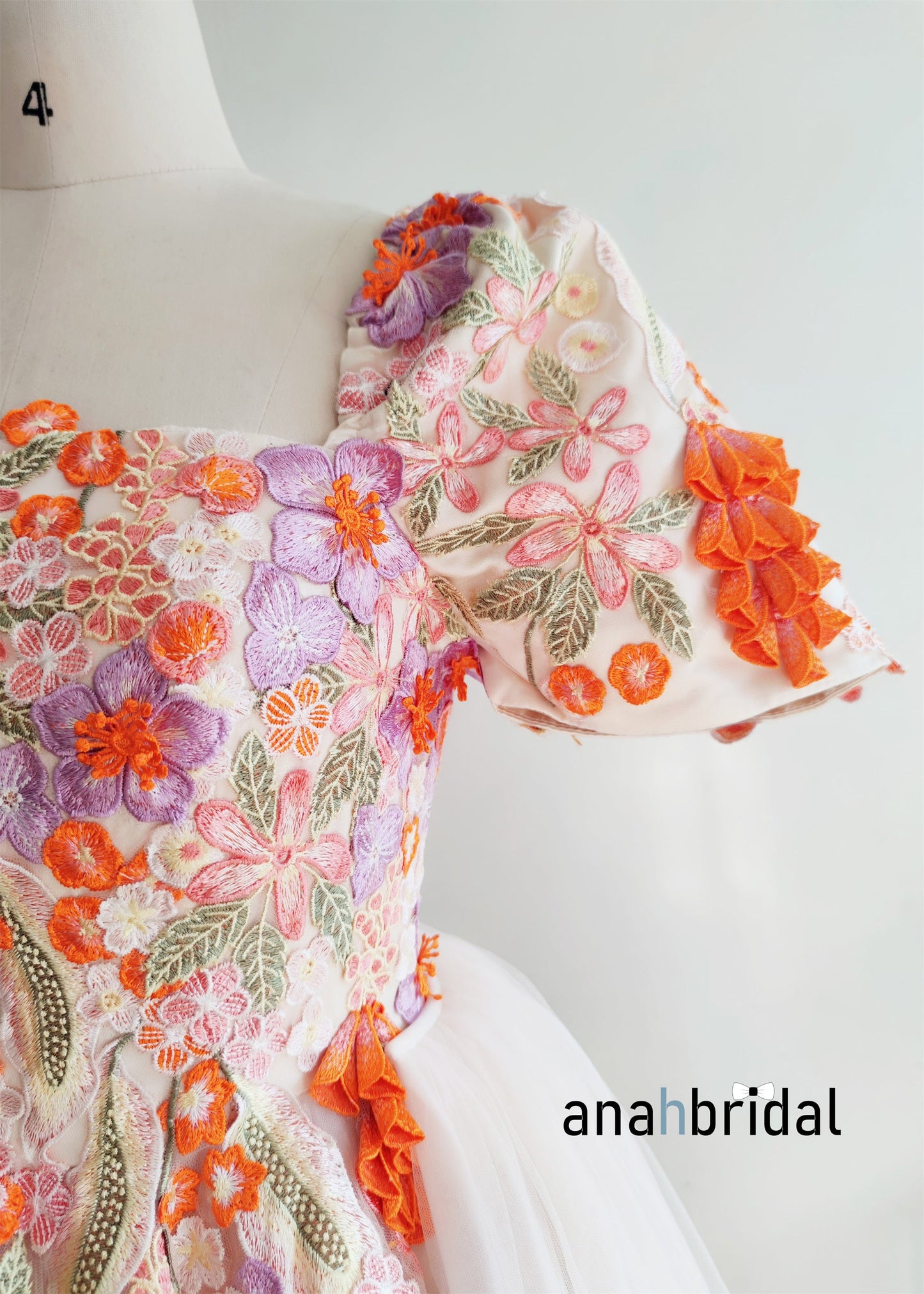 Embroidered Lace Floral Bridal Dress