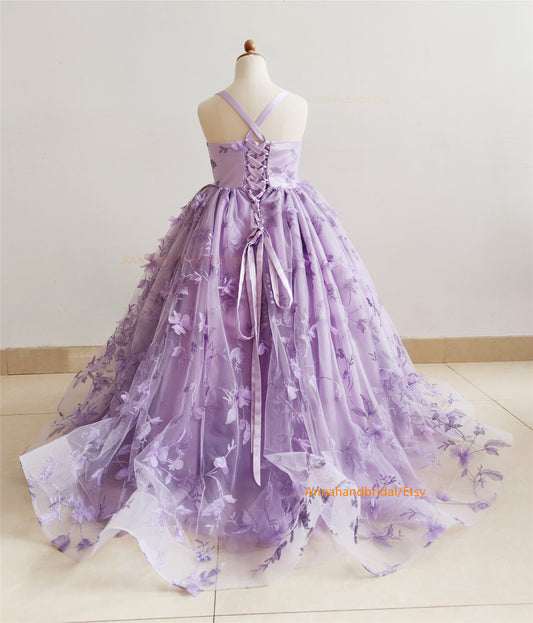 Lavender Lace Tulle Flower Girl Dress