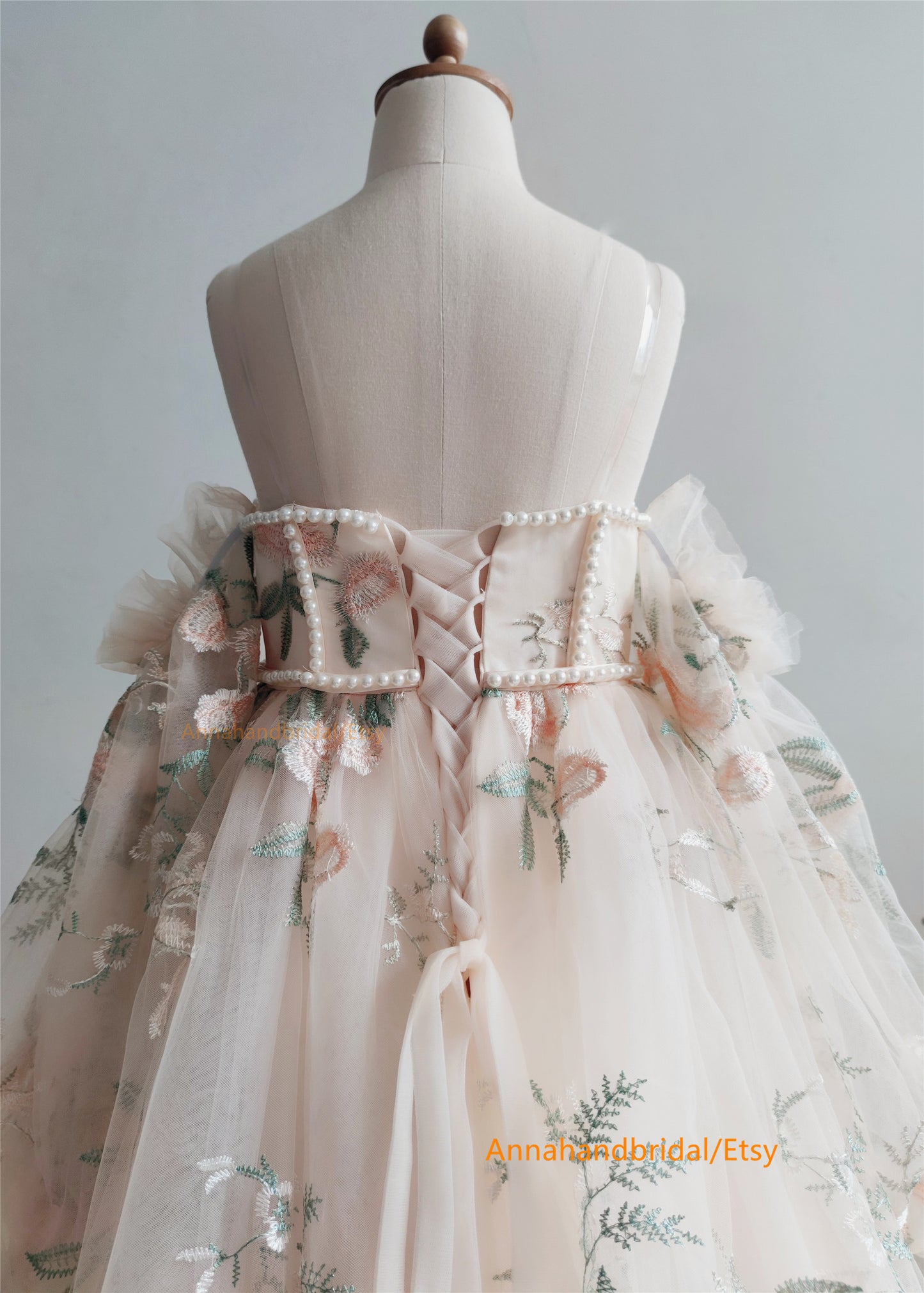 Light Champagne Lace Tulle Flower Girl Dress