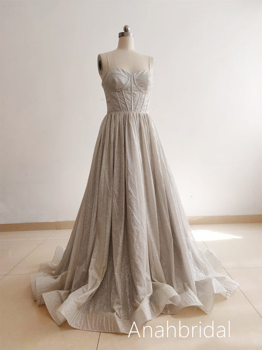 Grey Sparkle Prom Dress