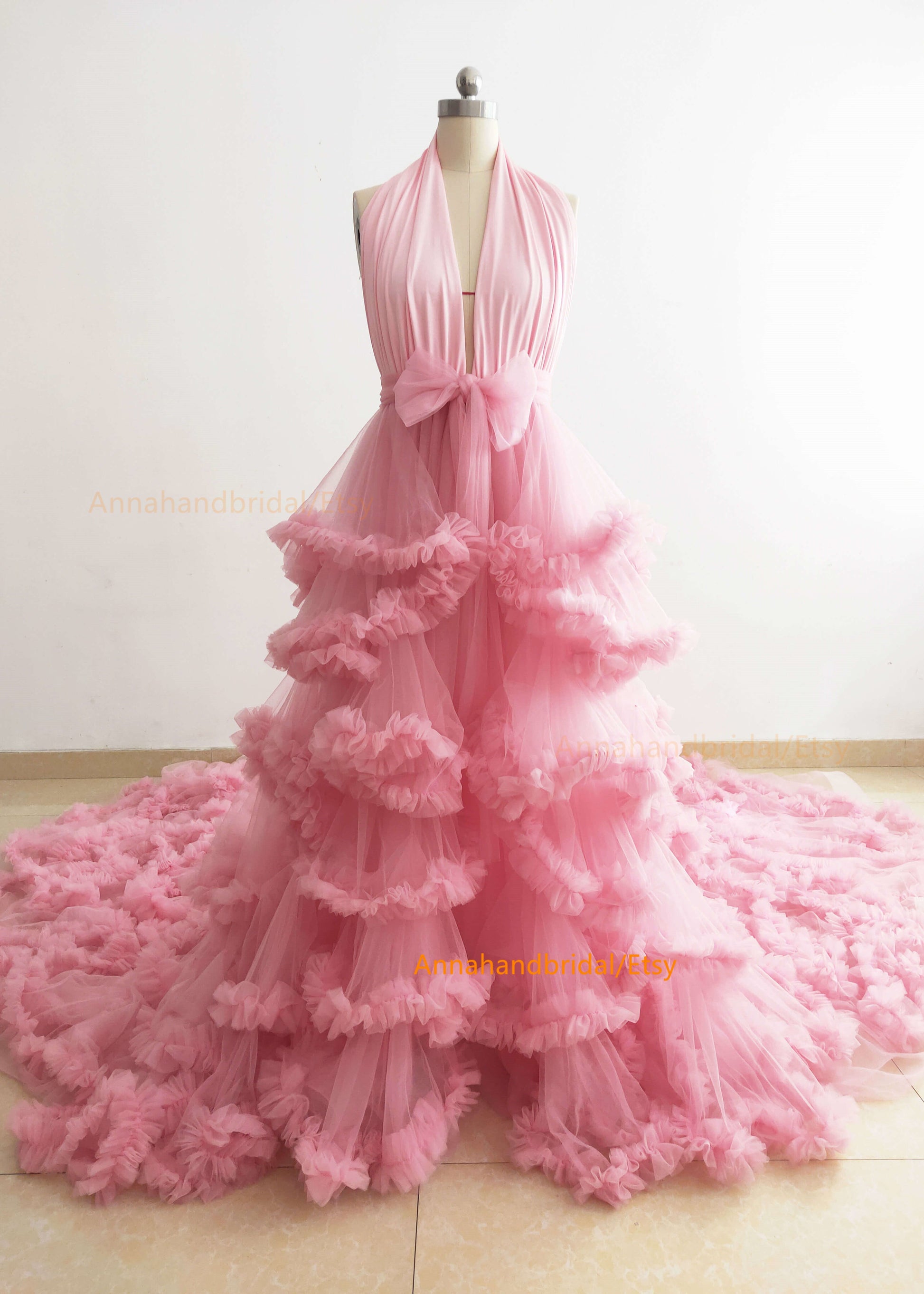 Halter Rose Pink Maternity Dress Annahandbridal Halter Rose Pink Maternity Dress Annahandbridal
