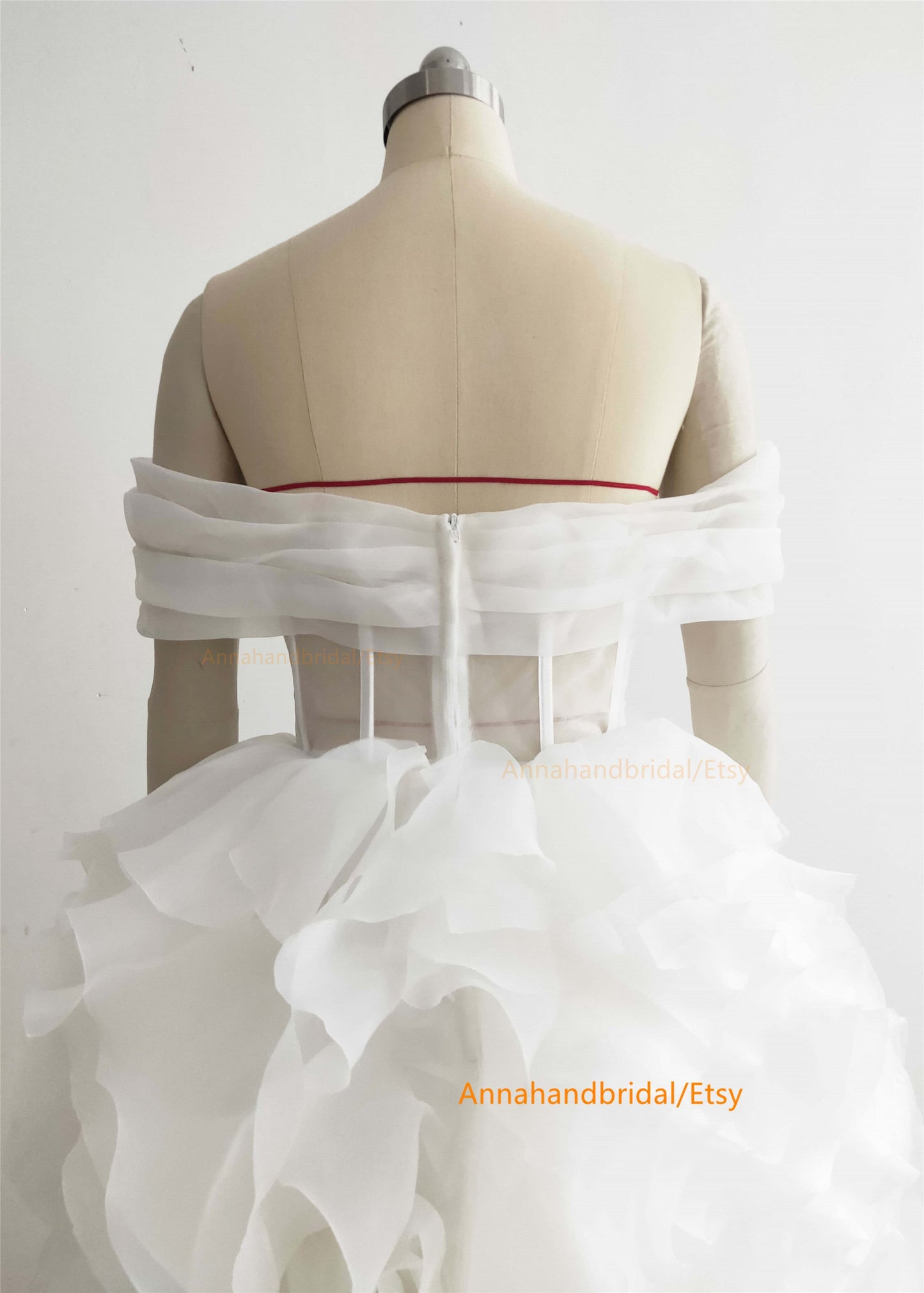 White Organza Rosetta Wedding Dress