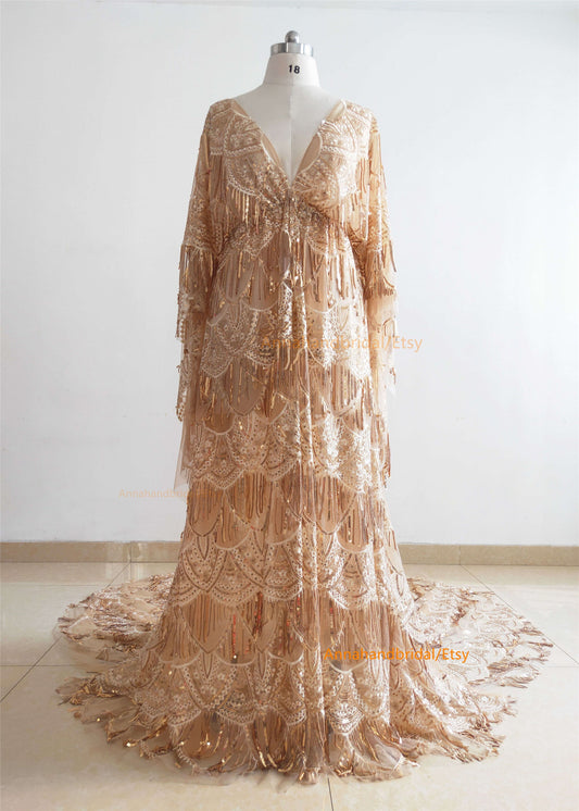Champagne Gold Photo Shot Dress