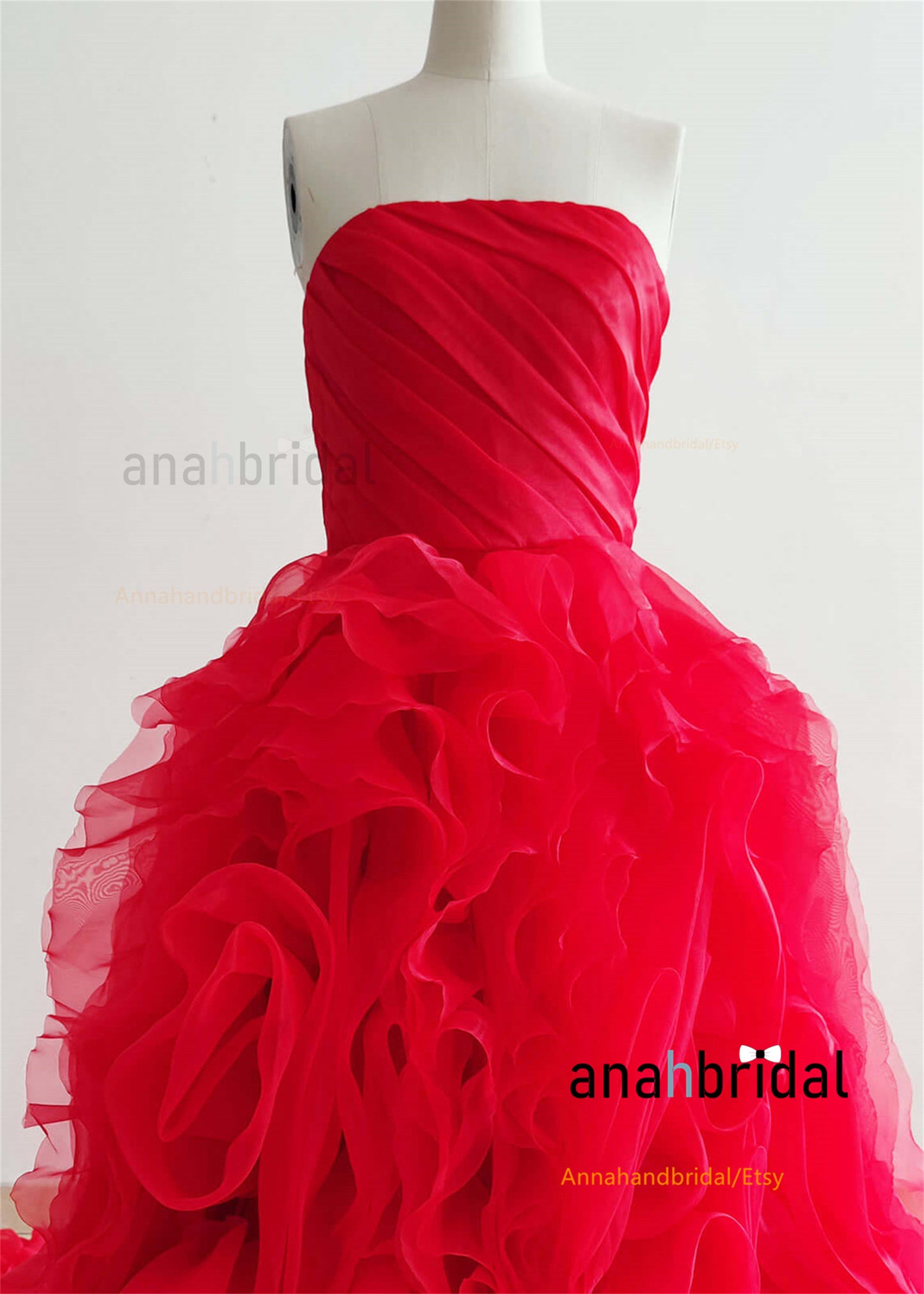 Red Organza Rosetta Stunning Wedding Dress