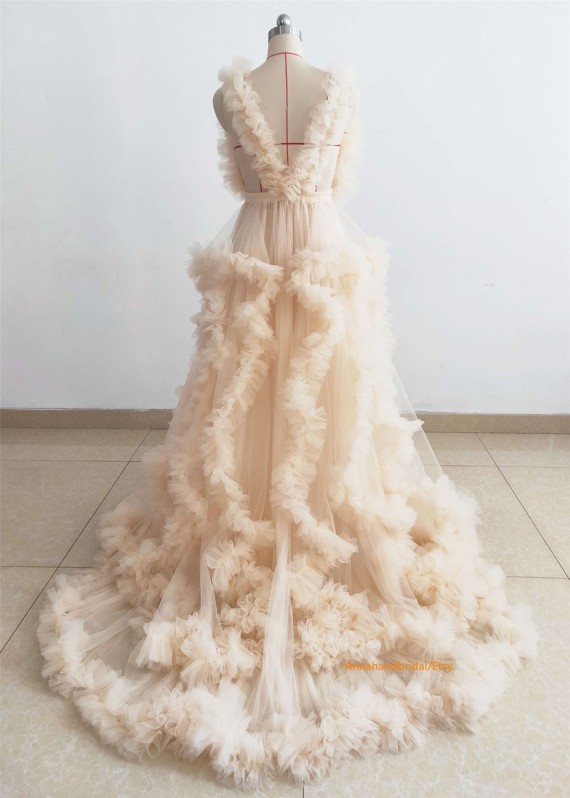 champagne maternity dress for photoshoot New Champagne Two-piece Strapless Maternity Photoshoot Dress, Champagne / XL