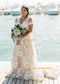 Light Champagne Embroider Lace Bridal Gown