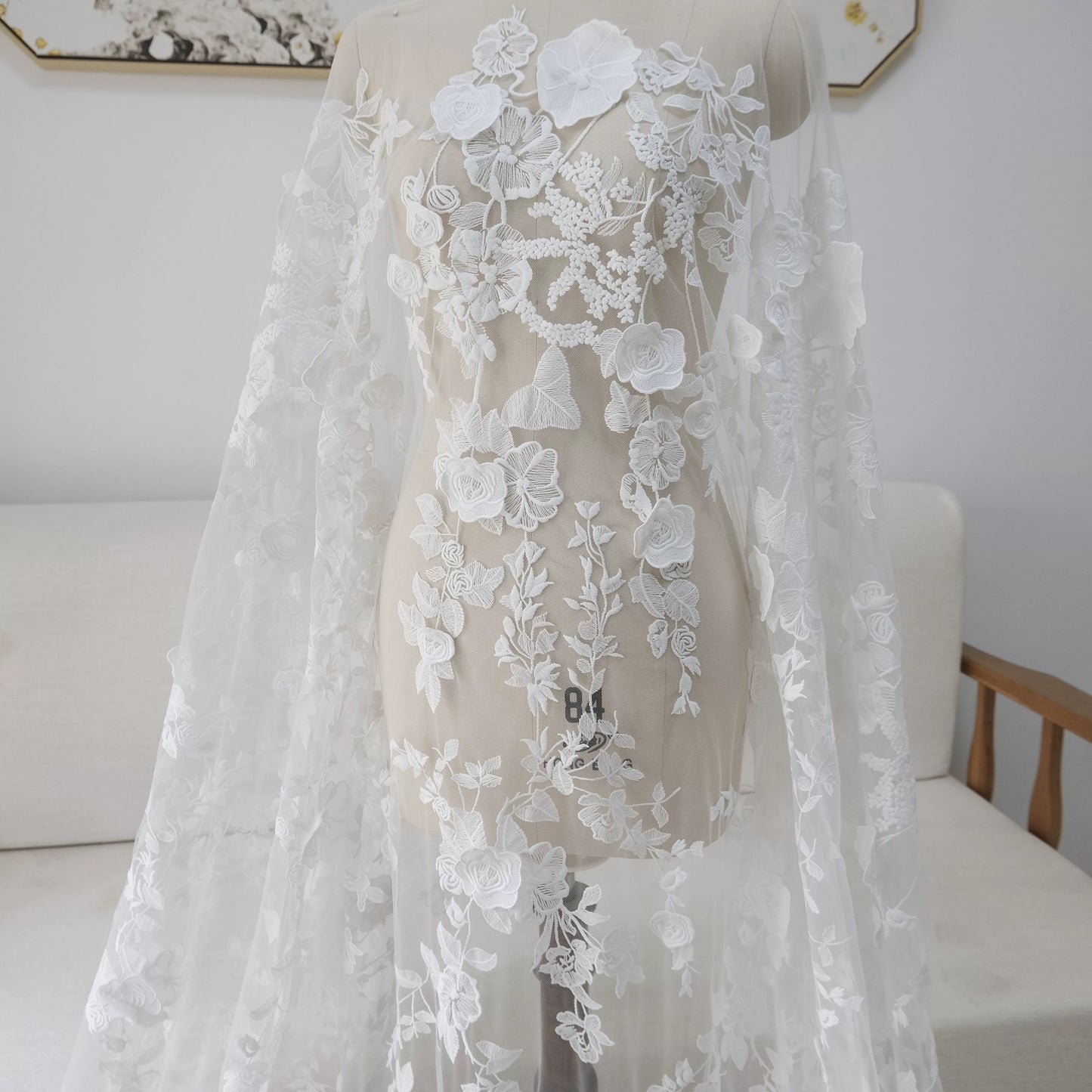 Custom The Foral Wedding Dress + Veil For S