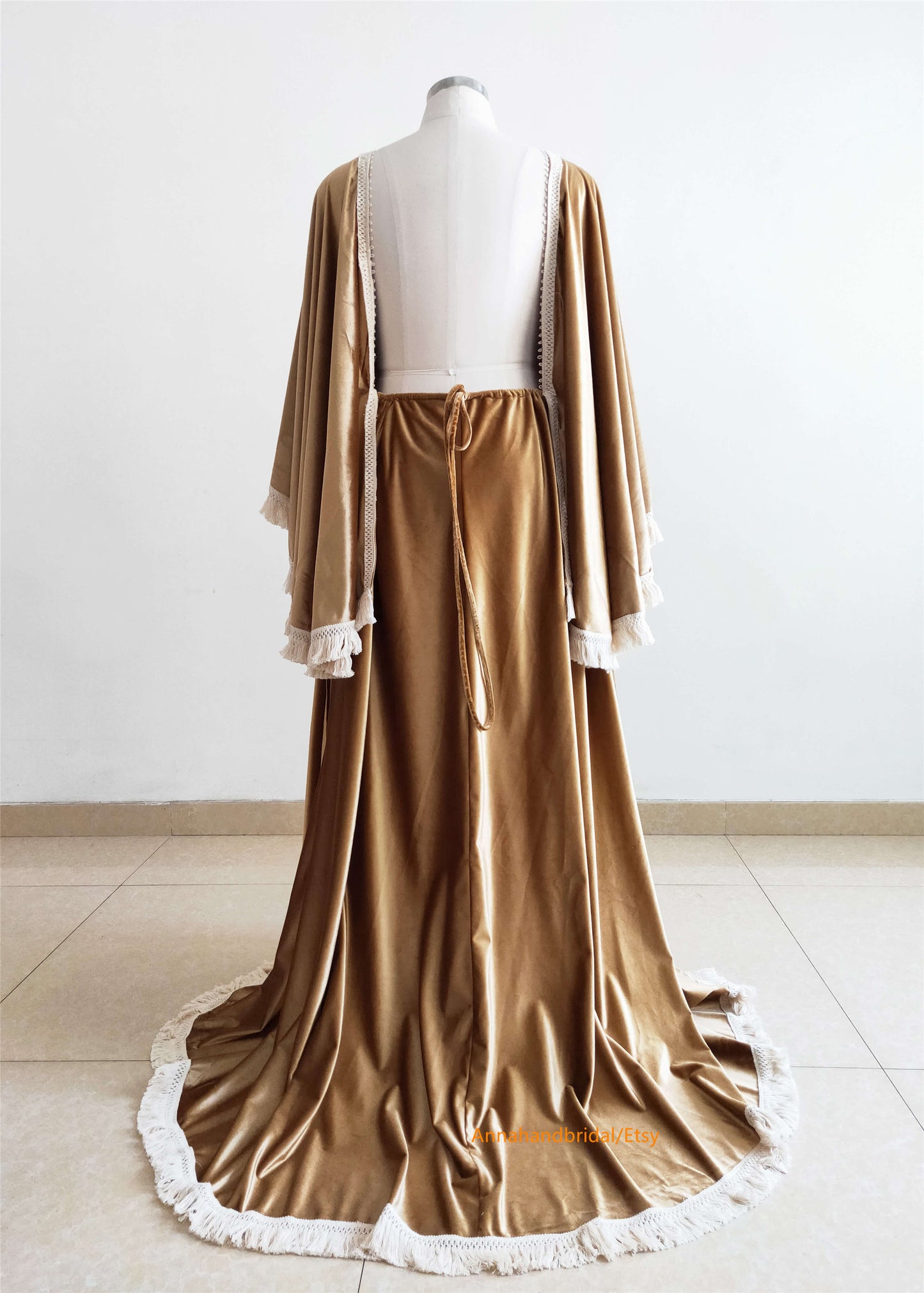 Gold Velvet Maternity Dress/Photo Shoot Dress