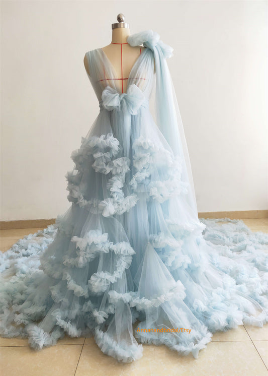 Light blue Maternity Robe/Photo Shot Dress