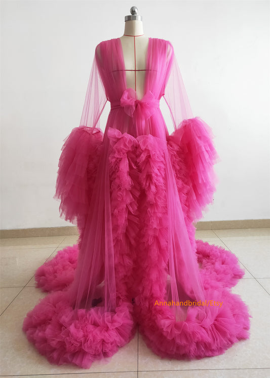 Rose Pink Tulle Maternity Dress