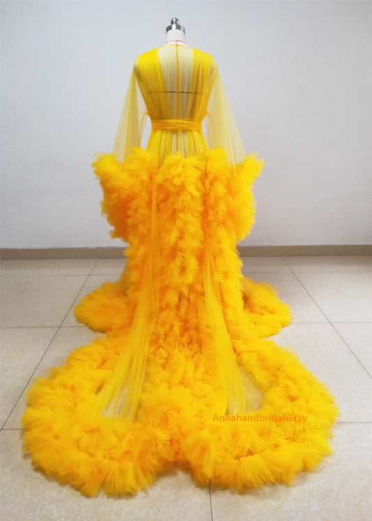 Yellow Tulle Maternity Dress/