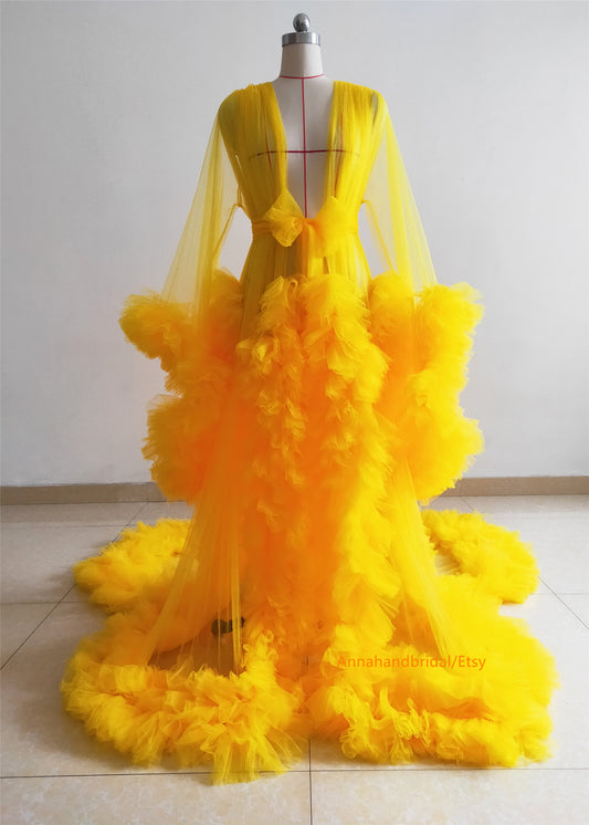 Yellow Tulle Maternity Dress/