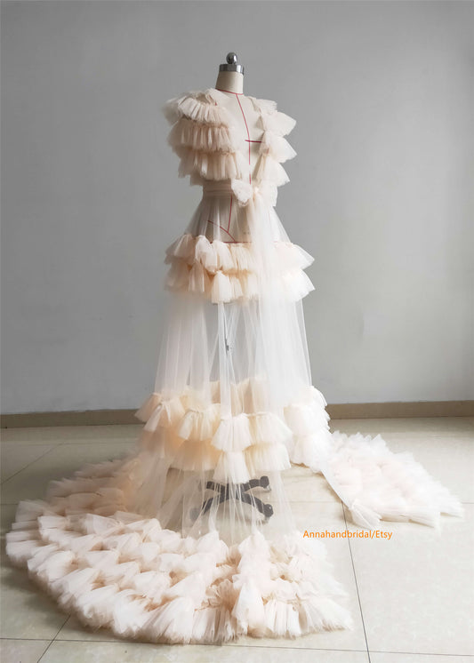 Cream Maternity Cape/Photo Shoot Dress