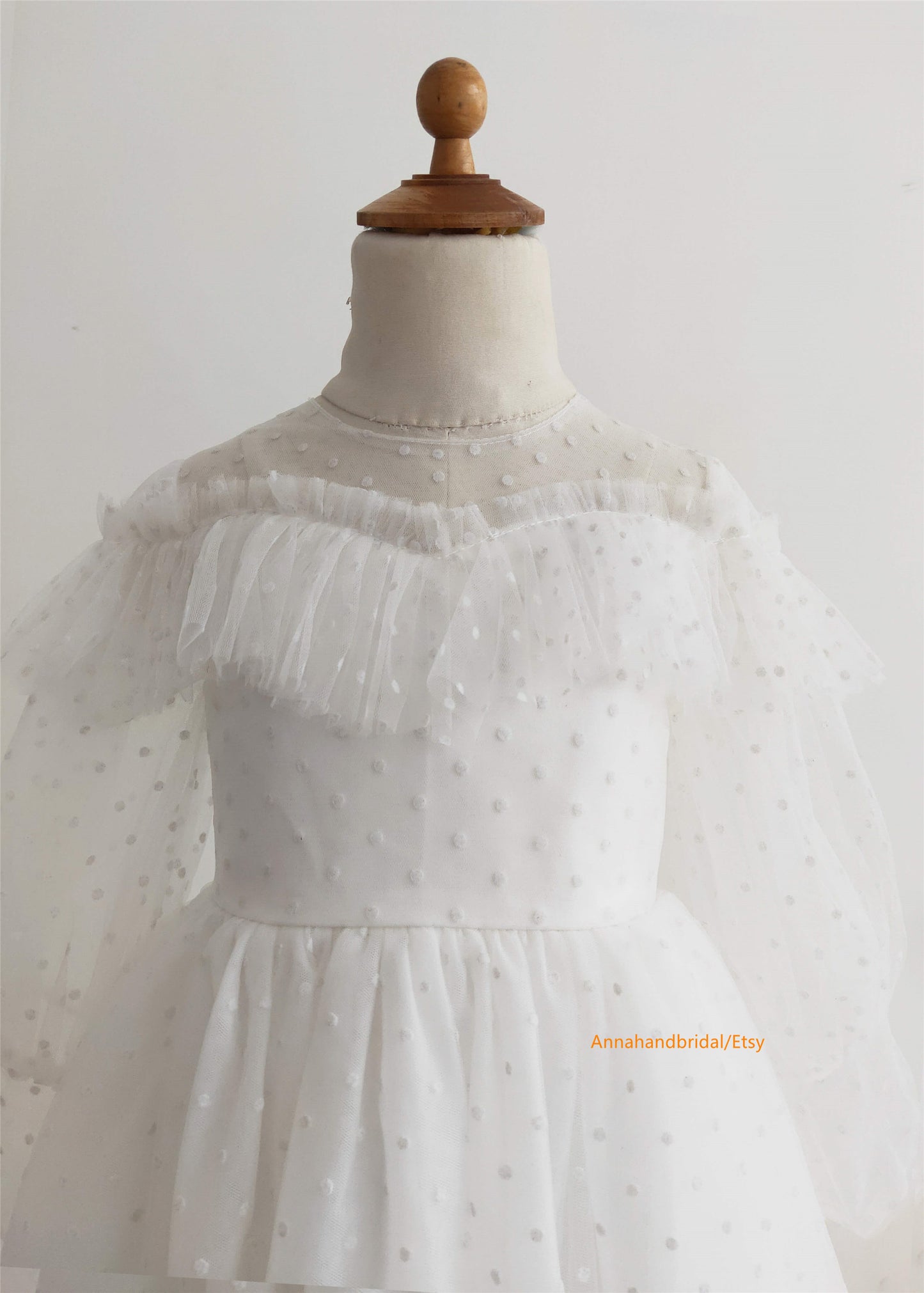 Ivory Polka Mom and Kids Photoshot Dress