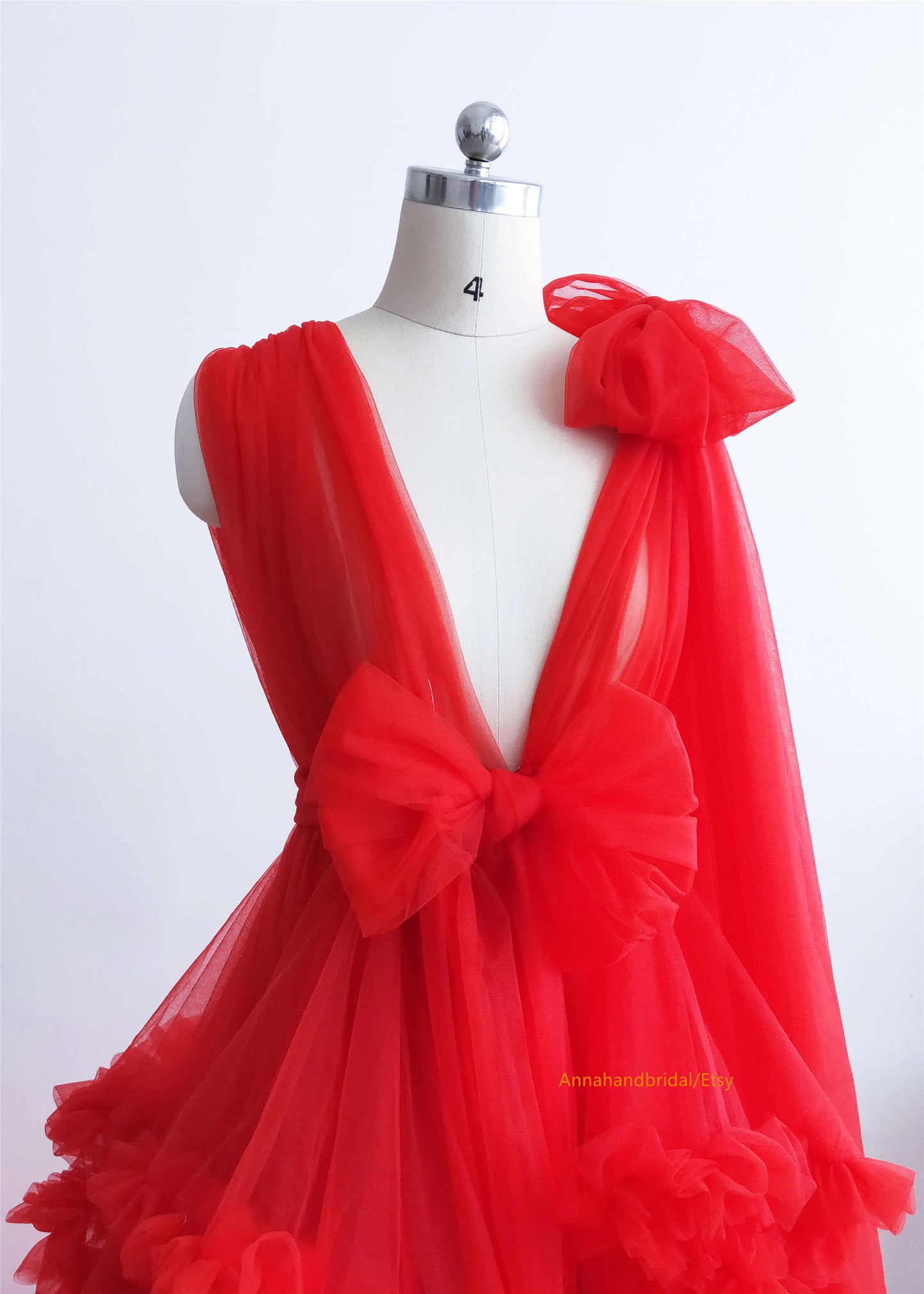 Red Maternity Robe/Photo Shoot Dress