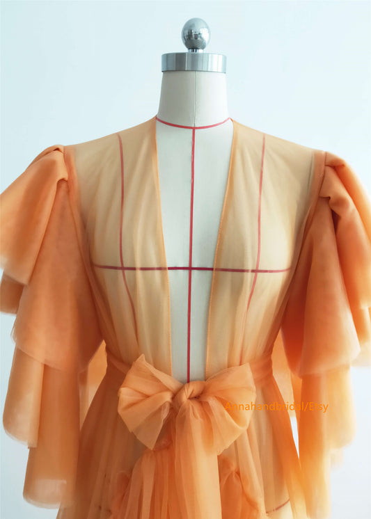 Orange Tulle Maternity Robe