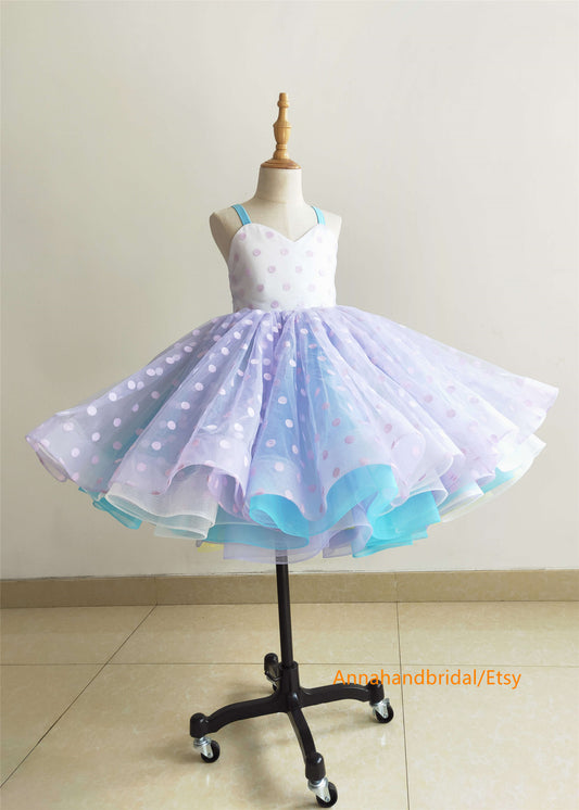 Rainbow Polka Dot Tulle Cute Girl Dress