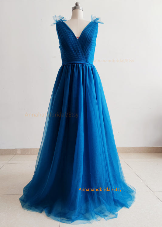 Royal Blue Tulle Bridesmaid Dress