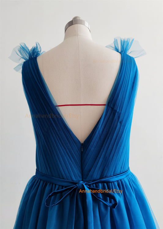 Royal Blue Tulle Bridesmaid Dress