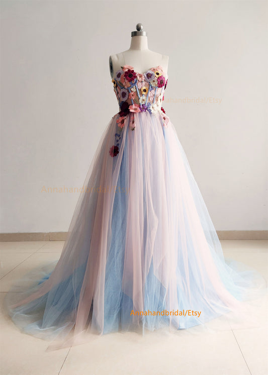 Floral Romantic Prom Dress/Photoshoot Dress