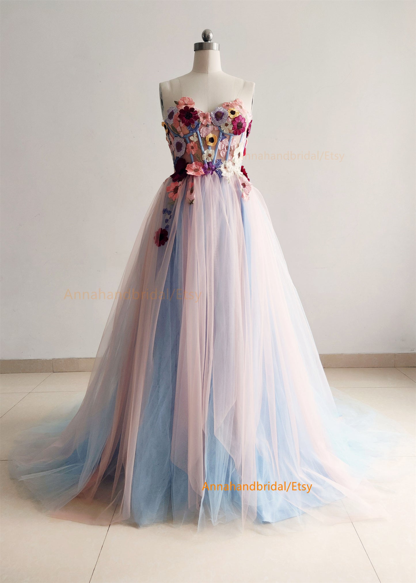 Floral Romantic Prom Dress/Photoshoot Dress