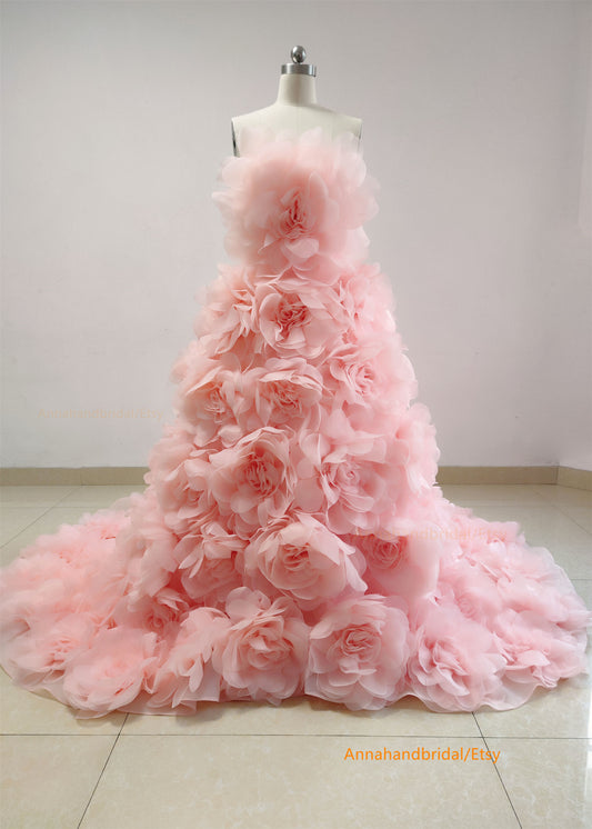 Pink Organza Floral Fantastic PhotoShoot Dress