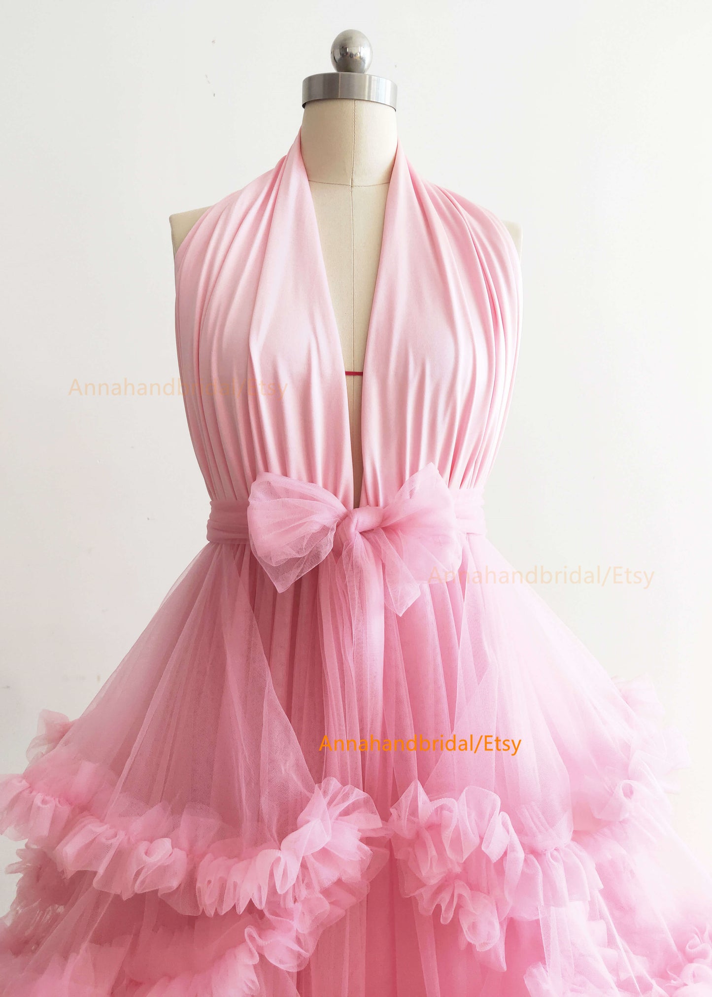 Halter Rose Pink Maternity Dress