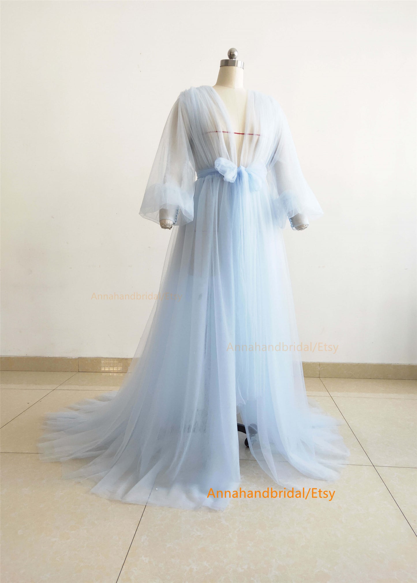 Simple Blue Tulle Maternity Dress