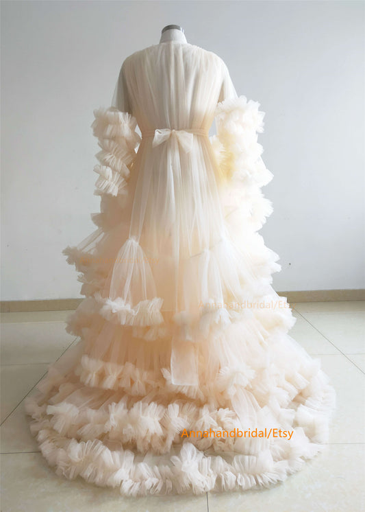 Champagne Tulle Maternity Dress