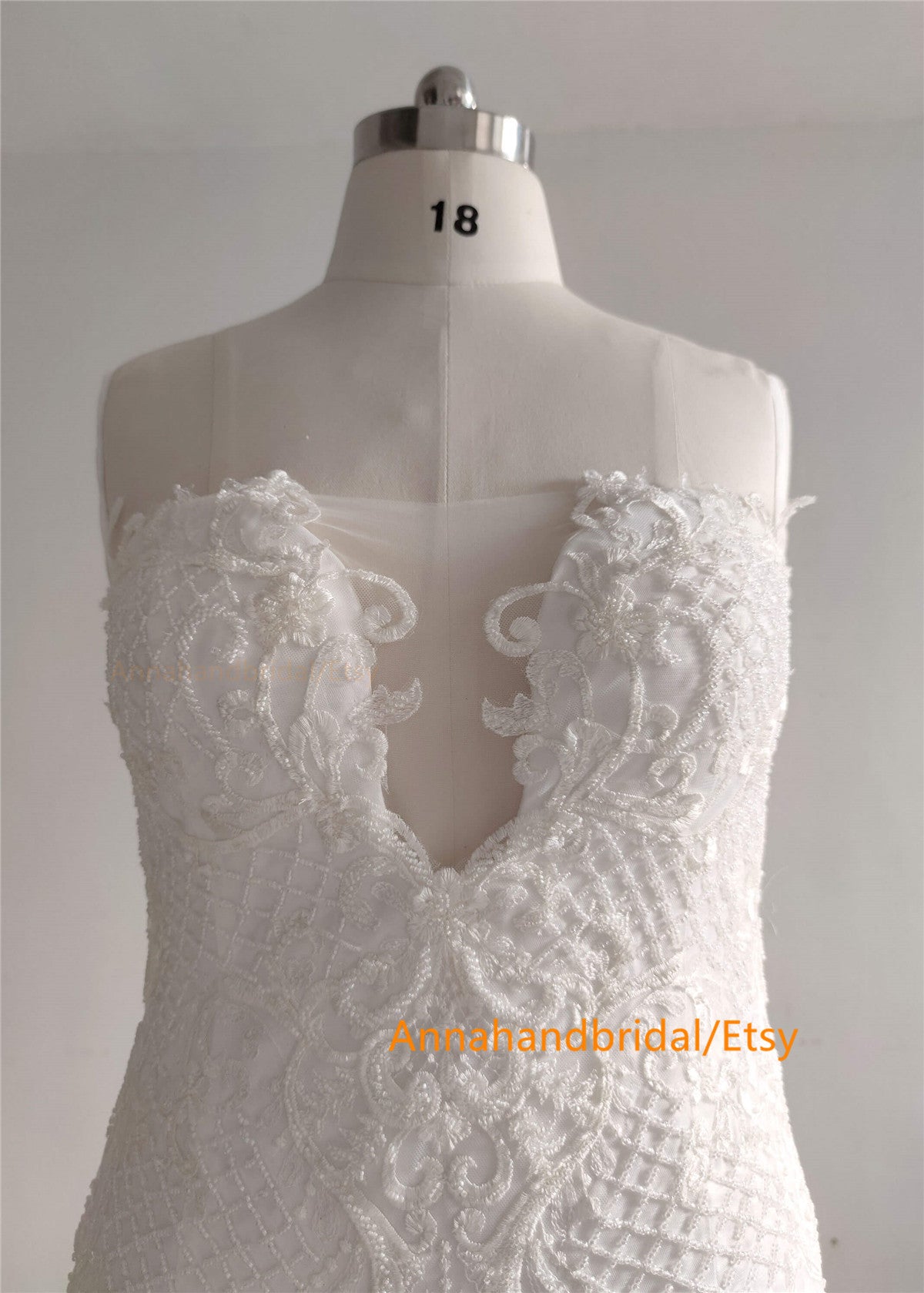 Ivory Mermaid Beaded Lace Maternity Dress