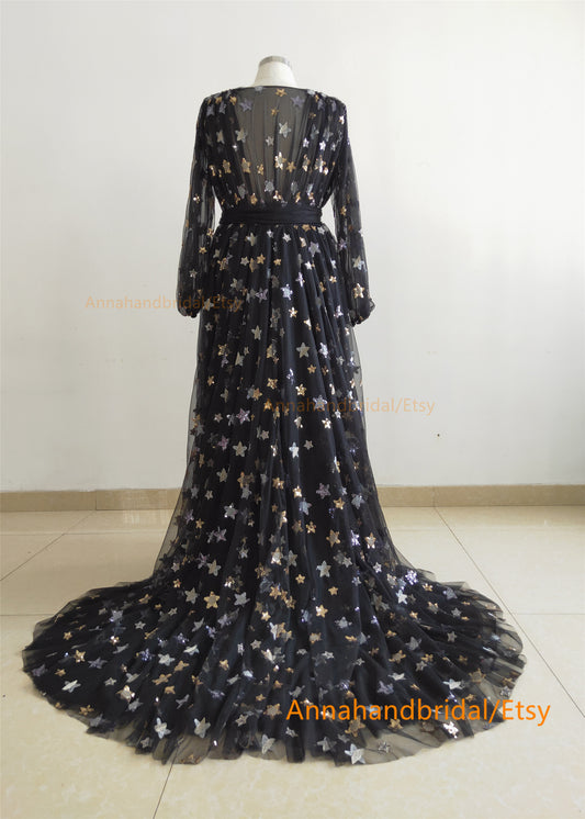 Black Starry Tulle Maternity Dress/Photoshoot Dress