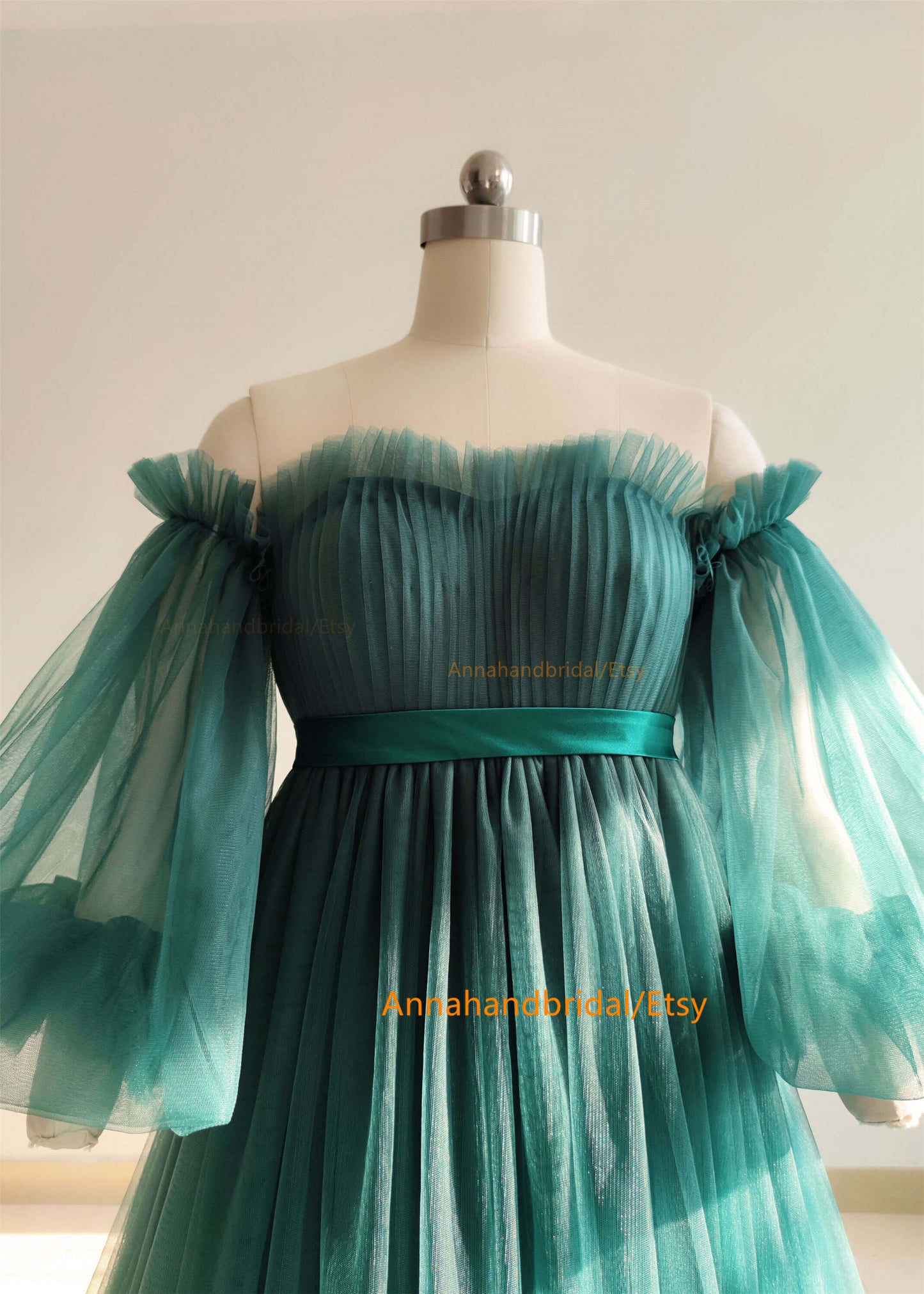 Dark Green Tulle Maternity Dress