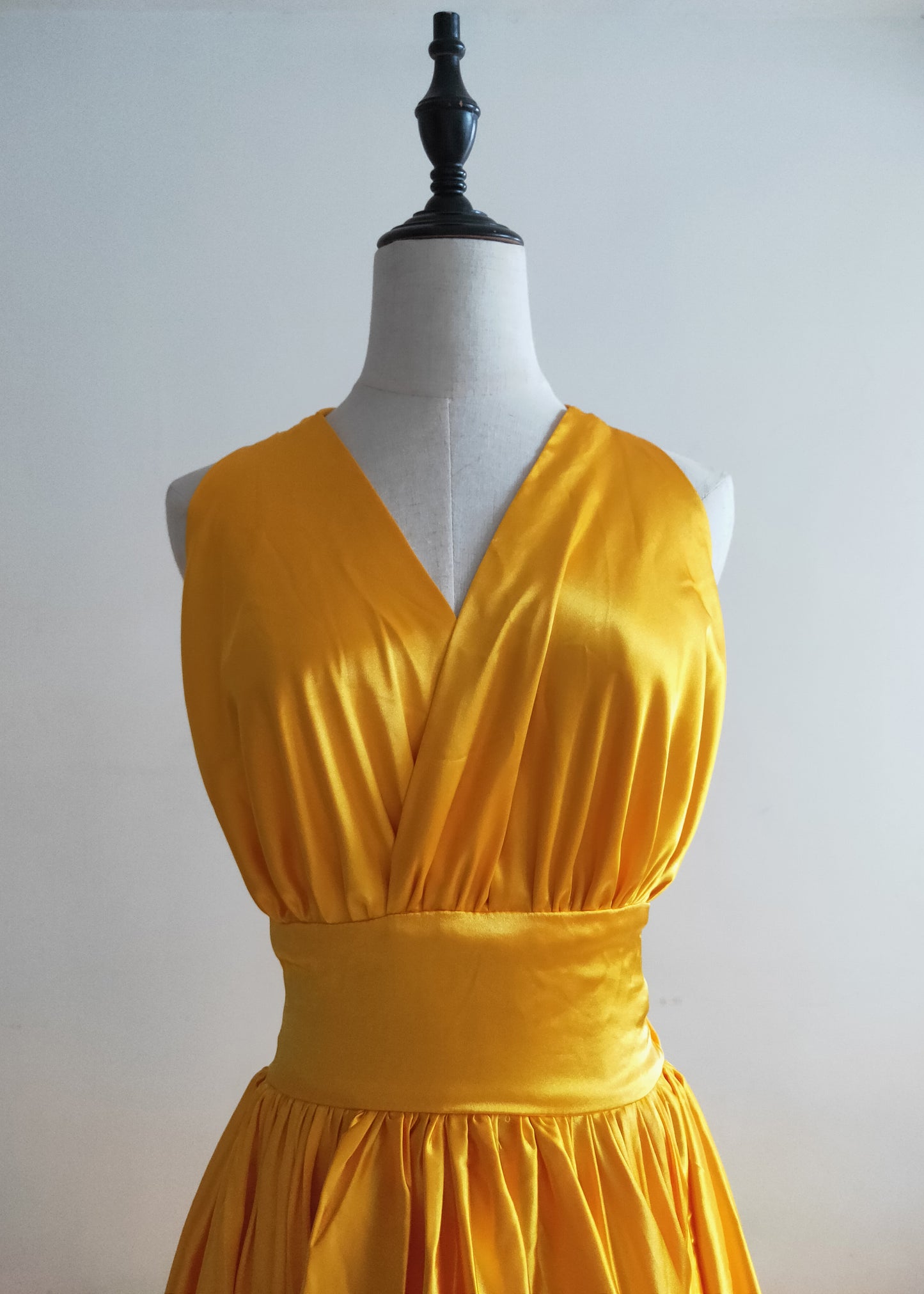 Gold Silk Satin Photo Shot Dress