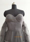 Gray Tulle Pleated Maternity Dress