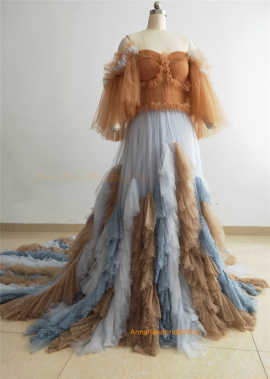 Colorful Tulle Ruffled Photoshot Dress