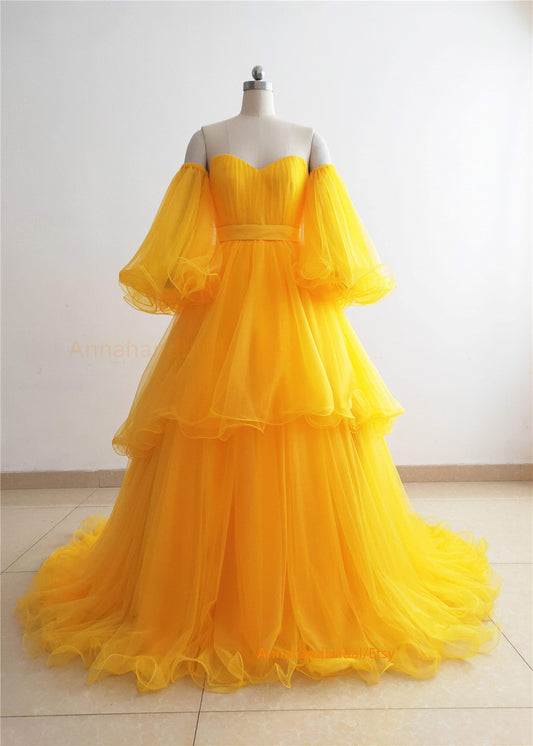 Yellow Tulle Photo Shot Dress