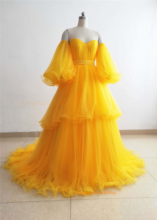 Yellow Tulle Photo Shot Dress