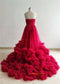 Dark Red Ruffled Photo Shot Dress