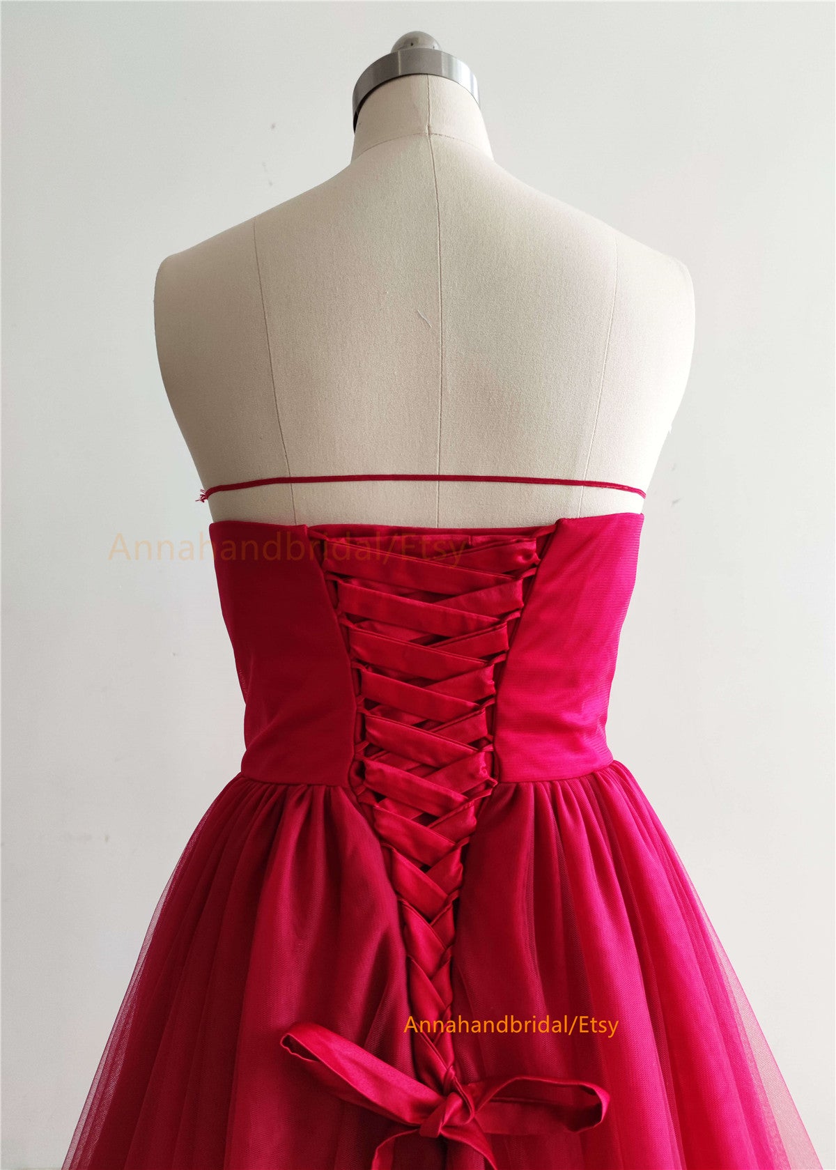 Dark Red Ruffled Photo Shot Dress