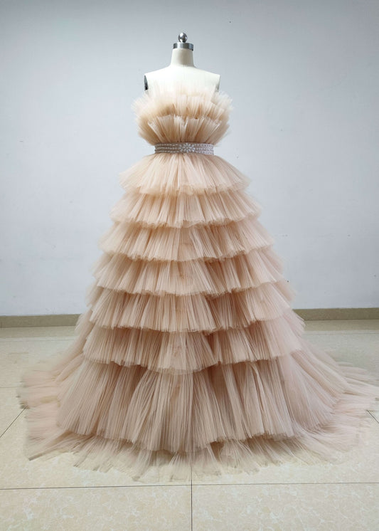 Champagne Tulle PhotoShot Dress