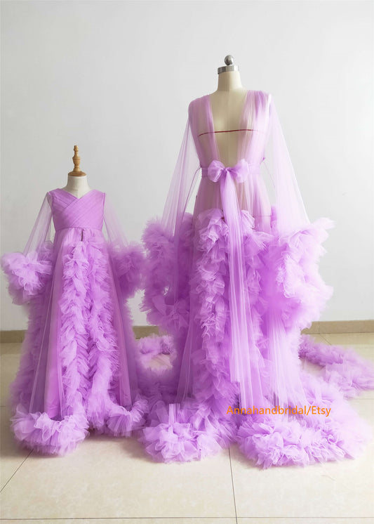 Light Purple Mom & Kid Photo shot Dress