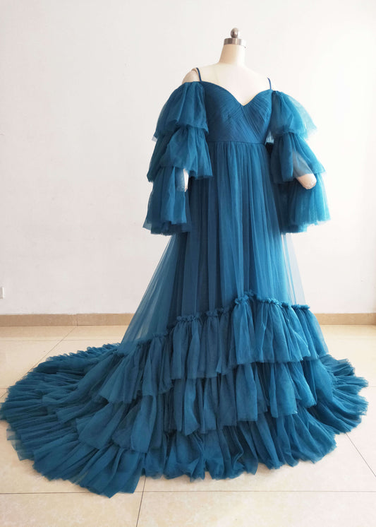 Teal Tulle Photo Shoot Dress