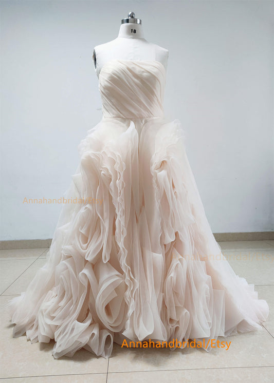 Champagne Organza Wedding Dress