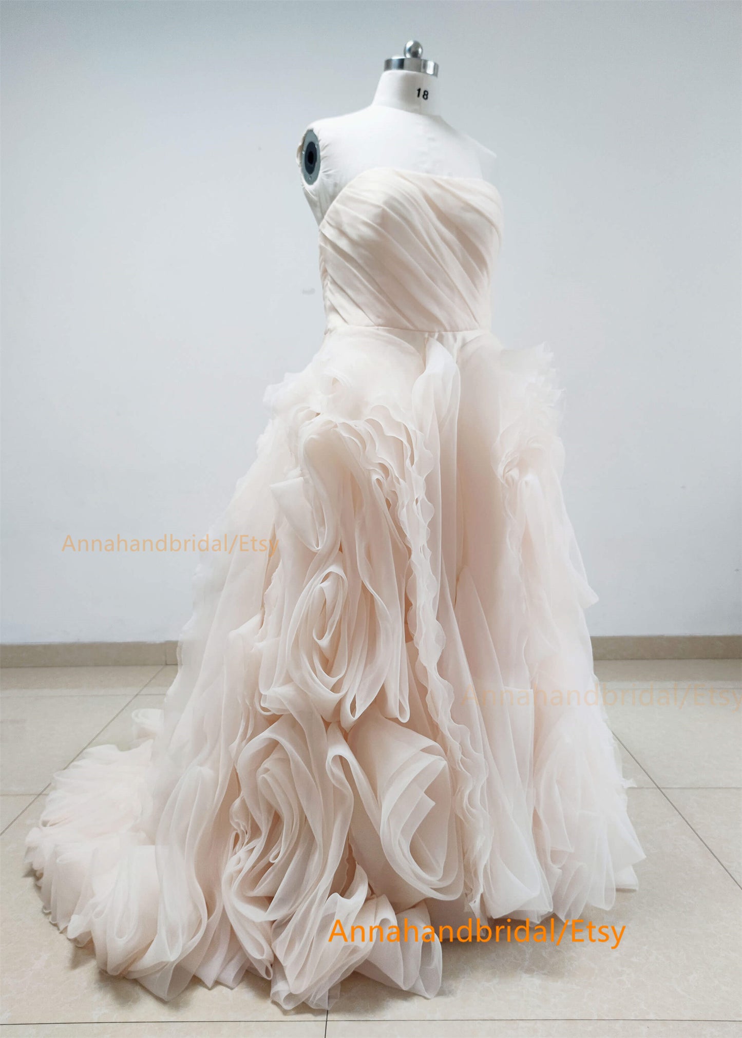 Champagne Organza Wedding Dress